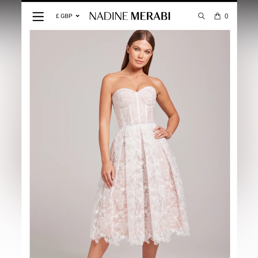 NADINE MERABI White Lace Midi Dress